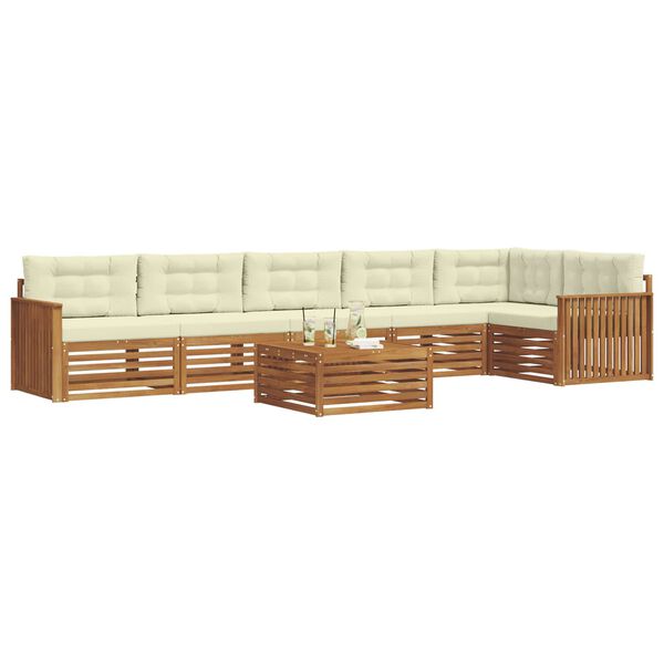 vidaXL Buiten bankenset met kussen 7 pcs Natuurlijk en Cr&egrave;me