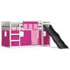 vidaXL Stapelbed met glijbaan en gordijnen roze 90x190 cm