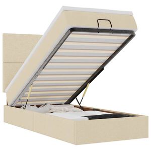 vidaXL Ottoman bed met matras 90x190cm stof cr&egrave;mekleurig