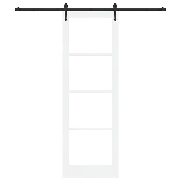 vidaXL Schuifdeur ORKDAL Wit 78 x 232 cm Massief grenenhout en glas