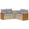 vidaXL Bankstel 5 st Beige en Licht Grijs Poly Rattan en Staal