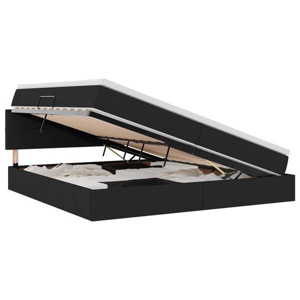 vidaXL Opbergbed met matras met matras Zwart 200 x 200 cm Bewerkt hout