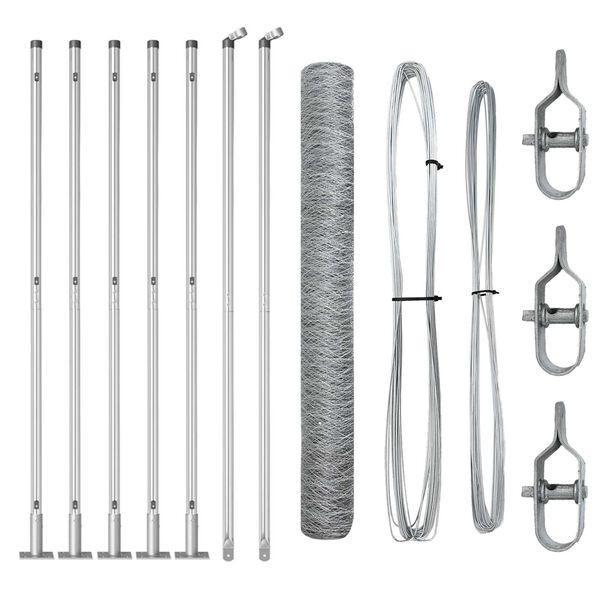 vidaXL Afrasteringspaal Zilver 10 x 1,2 m (50 mm gaas) Staal