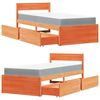 vidaXL Bed met lades en matras massief grenenhout wasbruin 90x190 cm