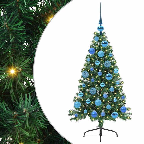 vidaXL Kunstmatig Voorverlicht Kerstboom met 150 LED Groen 120 cm PVC