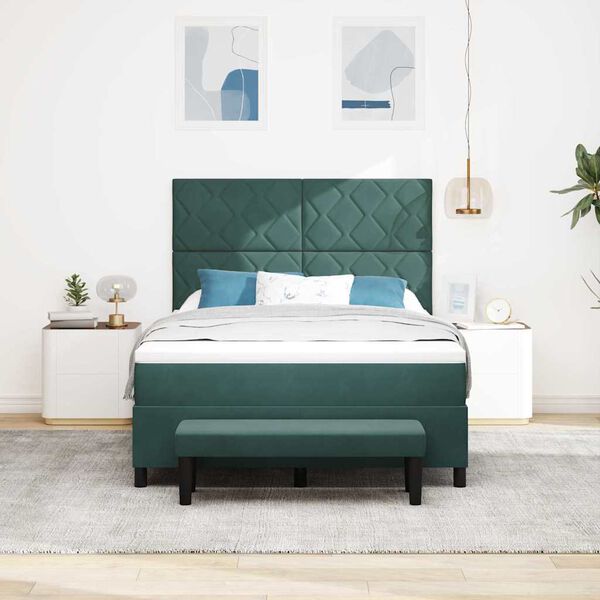 vidaXL Boxspring bed met matras Donkergroen 160 x 200 cm Fluweel