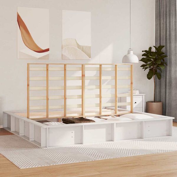 vidaXL Bedframe Wit 180 x 200 cm Massief grenenhout