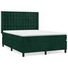 vidaXL Boxspring met matras fluweel donkergroen 140x190 cm