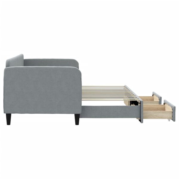 vidaXL Slaapbank met onderschuifbed en lades 80x200 cm stof lichtgrijs