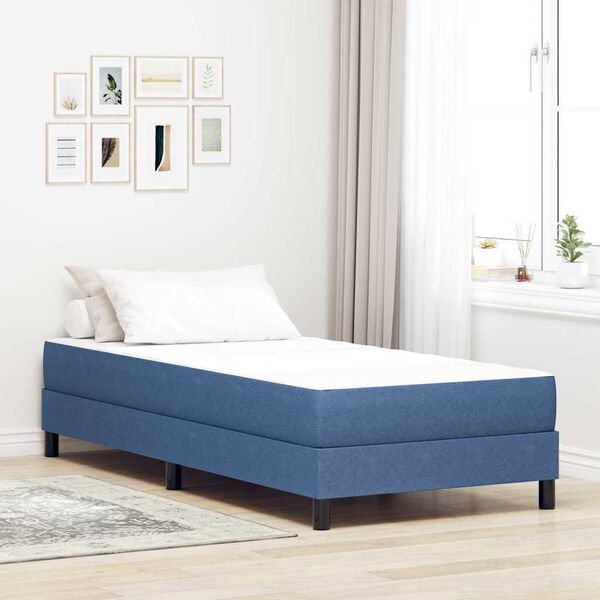 vidaXL Bedmatras met matras Blauw 90 x 190 cm Stof