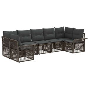 vidaXL Tuinbankenset 7 st 7-Aantal zitplaatsen Grijs poly rattan