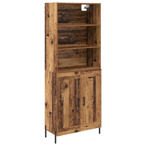 vidaXL Hoge kast Oud Hout 69,5 x 32,5 x 180 cm Bewerkt hout