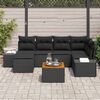 vidaXL Tuinbankenset met kussen 7 pcs Zwart poly rattan