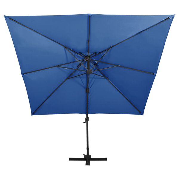 vidaXL Zweefparasol met dubbel dak 300x300 cm azuurblauw