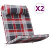 vidaXL Stoelkussens 2 pcs Rood Ruit 58 x 77 x 4,5 cm Oxford Stof
