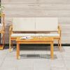 vidaXL Bistroset met kussen 2 pcs Olie naturel Massief Acaciahout