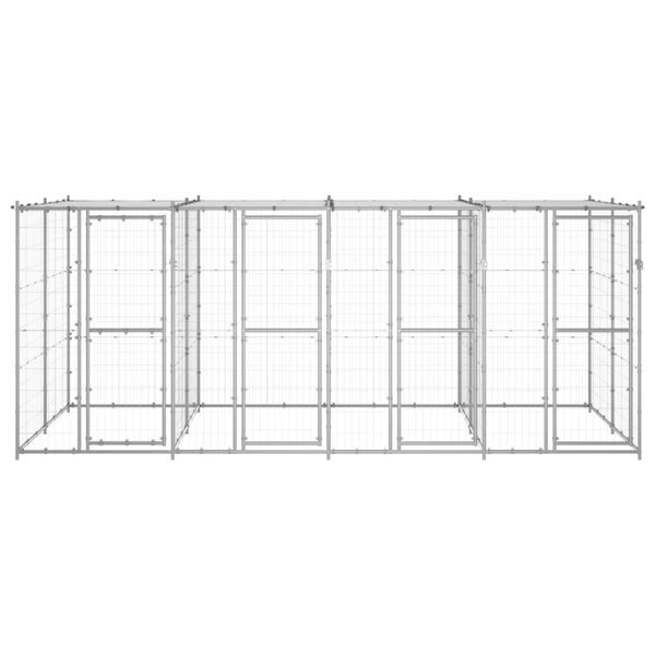 vidaXL Hondenkennel met dak 9,68 m&sup2; gegalvaniseerd staal
