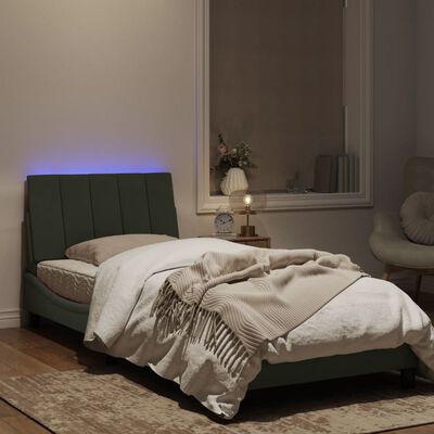 vidaXL Bedframe met LED-verlichting fluweel lichtgrijs 90x190 cm