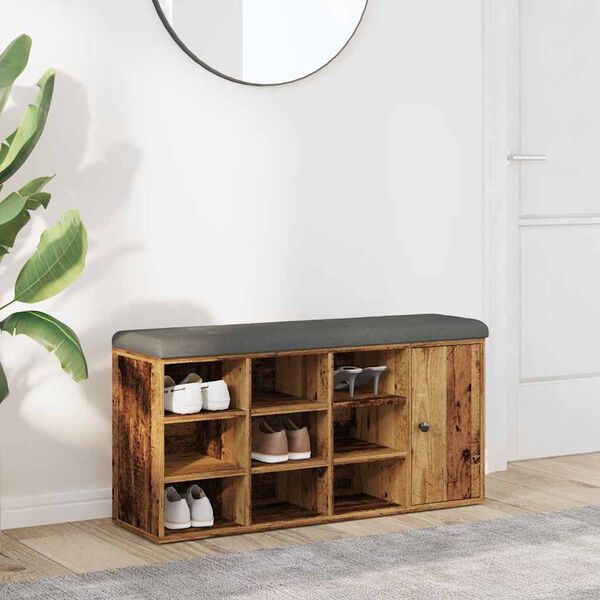 vidaXL Schoenenbank 102x32x50 cm bewerkt hout oud houtkleurig