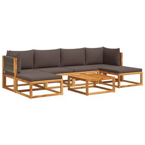 vidaXL 7-delige tuinbankset met kussens acaciahout & touw