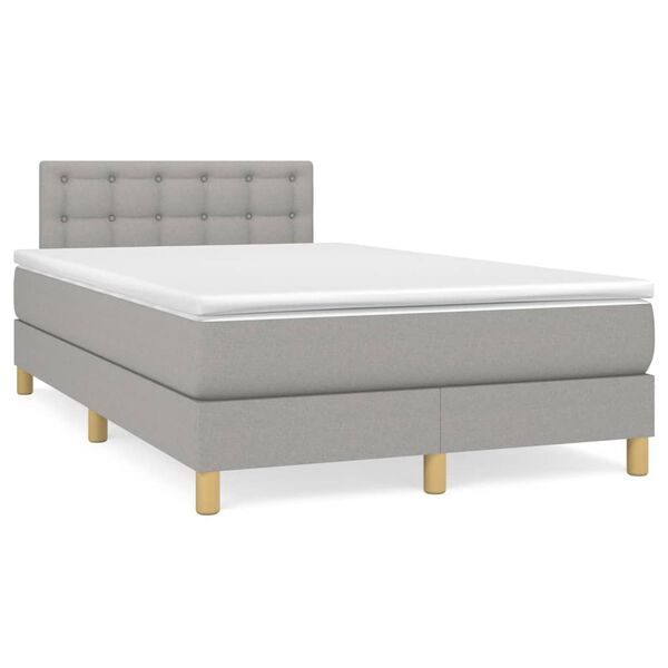 vidaXL Boxspring met matras en LED stof lichtgrijs 120x190 cm
