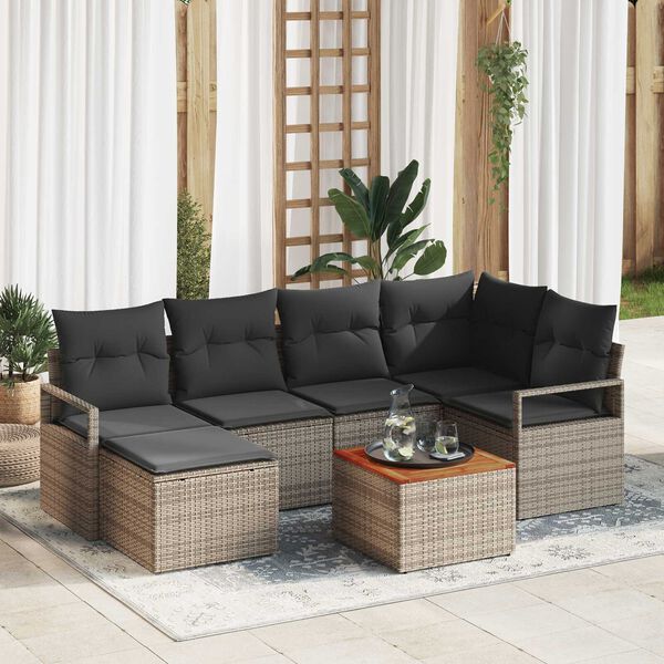 vidaXL Tuin Sofa Set 7 pcs Grijs