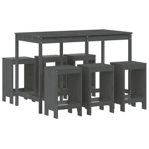 vidaXL 7-delige Tuinbarset massief grenenhout grijs