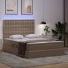 vidaXL Opbergbed met LED met matras Cappuccino 140 x 200 cm Nep Leer