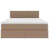 vidaXL Opbergbed met LED met matras Cappuccino 140 x 190 cm Nep Leer