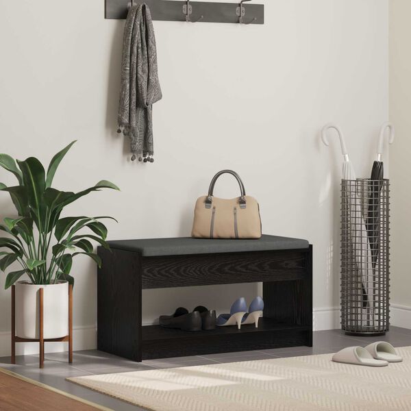 vidaXL Halbank met kussen met plank Zwarte Eik 83 x 38 x 45 cm