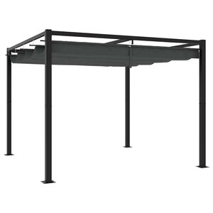 vidaXL Prieel met uittrekbaar dak 3x3 m staal antracietkleurig