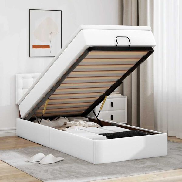 vidaXL Ottoman bed met matrassen en LED's 90x200cm kunstleer