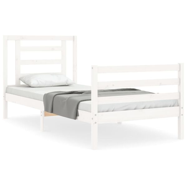vidaXL Bedframe met hoofdbord massief hout wit