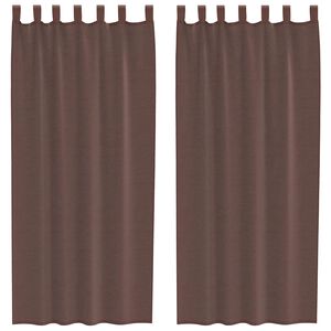 vidaXL Gordijnen voile met roedezakken 2 st bruin