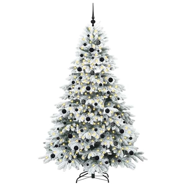 vidaXL Kunstkerstboom met 300 LED met standaard Wit 210 cm PE en PVC