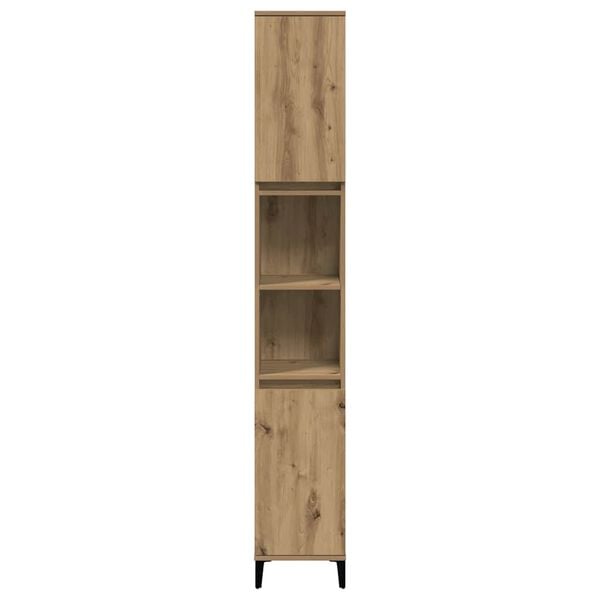 vidaXL Badkamerkast 30x30x190 cm bewerkt hout artisanaal eikenkleurig
