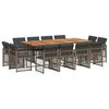 vidaXL 13-delige Tuinset met kussens poly rattan grijs