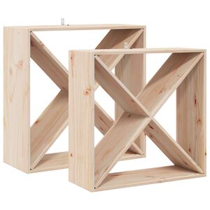 vidaXL Wijnrek 2 pcs Naturel 62 x 25 x 62 cm Massief grenenhout