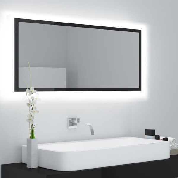 vidaXL Badkamerspiegel LED 100x8,5x37 cm acryl hoogglans zwart