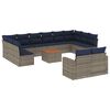 vidaXL 13-delige Loungeset met kussens poly rattan grijs