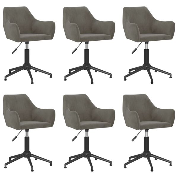 vidaXL Eetkamerstoelen draaibaar 6 st fluweel donkergrijs