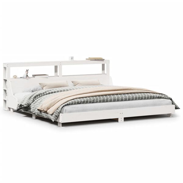 vidaXL Bedframe zonder matras massief grenenhout wit 200x200 cm