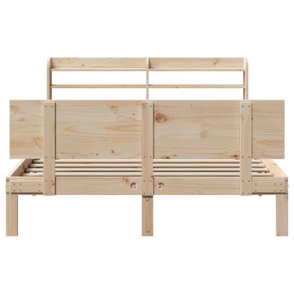 vidaXL Bedframe met hoofdbord massief grenenhout 135x190 cm