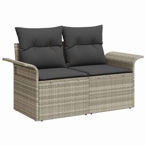 vidaXL Tuinbank met kussen Lichtgrijs 141 x 62 x 69cm poly rattan