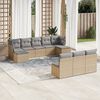 vidaXL 10-delige Loungeset met kussens poly rattan beige