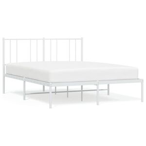 vidaXL Bedframe met hoofdbord metaal wit 160x200 cm