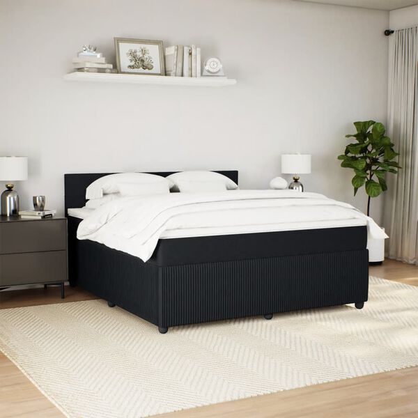 vidaXL Boxspring met matras fluweel zwart 180x200 cm