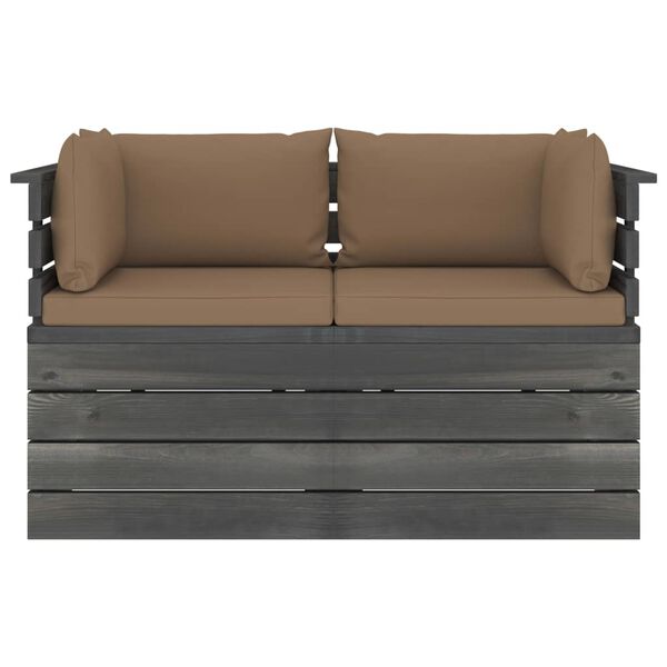 vidaXL Tuinbank 2-zits met kussens pallet massief grenenhout
