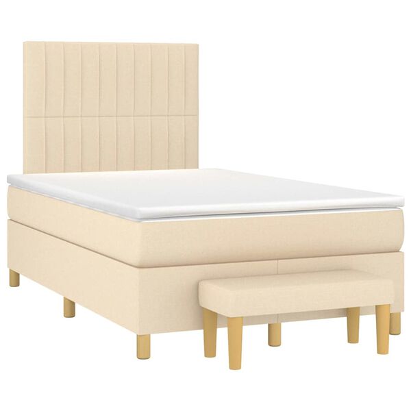 vidaXL Boxspring met matras stof cr&egrave;mekleurig 120x190 cm