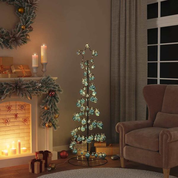 vidaXL LED-kerstboom met kerstballen 100 LED's warm wit 150 cm